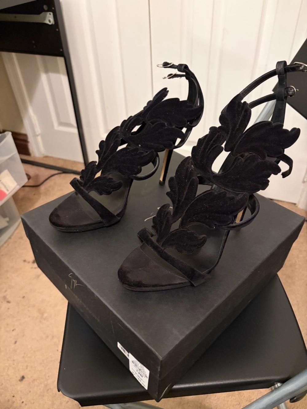 Giuseppe Zanotti Cruel Summer Heels Black Suede/Velvet Size 42/12 - Picture 2 of 8